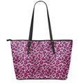Pink Leopard Print Leather Tote Bag With Zipper
