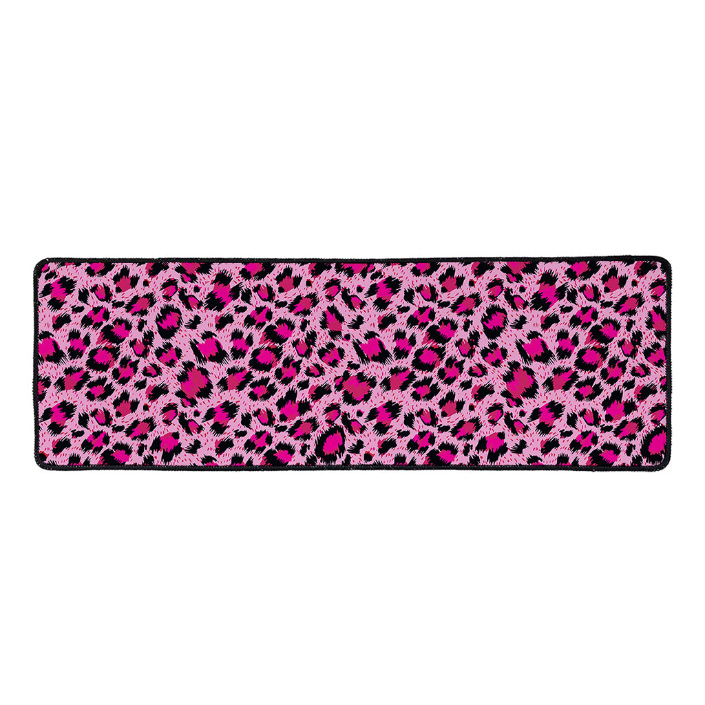 Pink Leopard Print Long Kitchen Mat