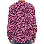 Pink Leopard Print Long Sleeve Baseball Jersey