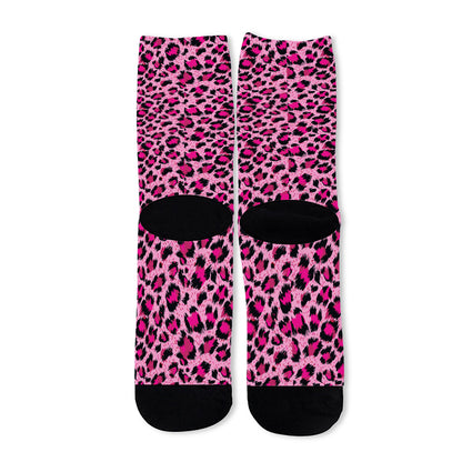 Pink Leopard Print Long Socks