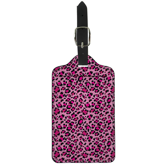 Pink Leopard Print Luggage Tag