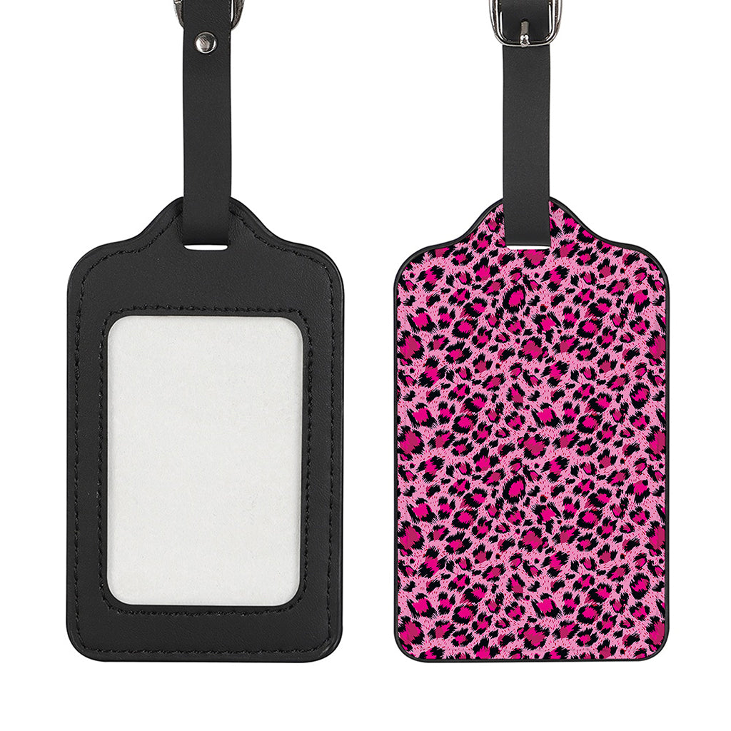 Pink Leopard Print Luggage Tag