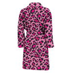 Pink Leopard Print Men's Bathrobe