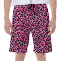 Pink Leopard Print Men's Beach Shorts