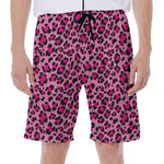Pink Leopard Print Men's Beach Shorts