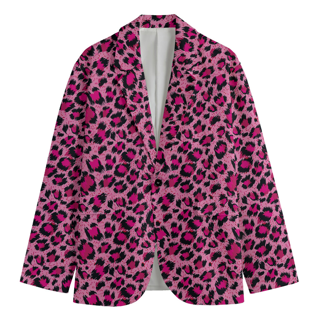 Pink Leopard Print Men's Blazer