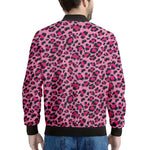 Pink Leopard Print Men's Bomber Jacket