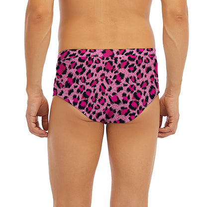 Pink Leopard Print Men's Briefs