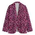 Pink Leopard Print Men's Cotton Blazer