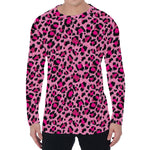 Pink Leopard Print Men's Long Sleeve T-Shirt