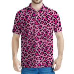 Pink Leopard Print Men's Polo Shirt