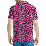 Pink Leopard Print Men's Polo Shirt