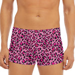 Pink Leopard Print Men's Short Boxer Briefs