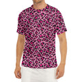 Pink Leopard Print Men's Short Sleeve Rash Guard