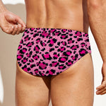 Pink Leopard Print Men's Swim Briefs