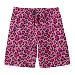 Pink Leopard Print Men's Swim Trunks