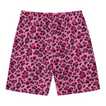Pink Leopard Print Men's Swim Trunks