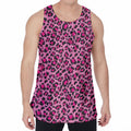 Pink Leopard Print Men's Velvet Tank Top