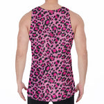 Pink Leopard Print Men's Velvet Tank Top