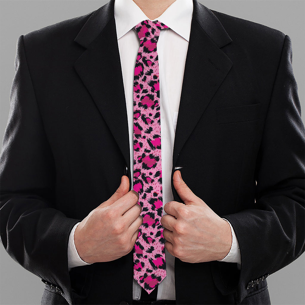 Pink Leopard Print Necktie