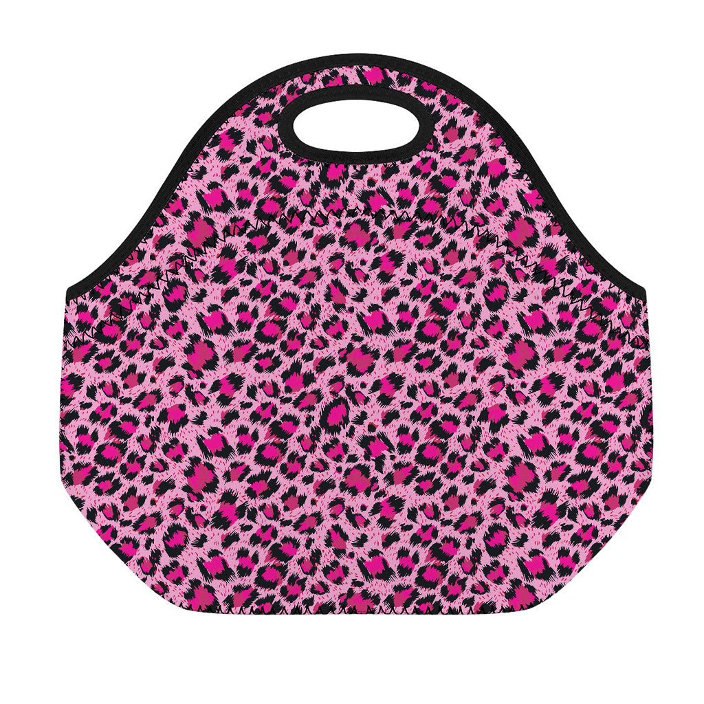 Pink Leopard Print Neoprene Lunch Bag