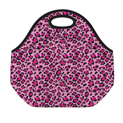 Pink Leopard Print Neoprene Lunch Bag