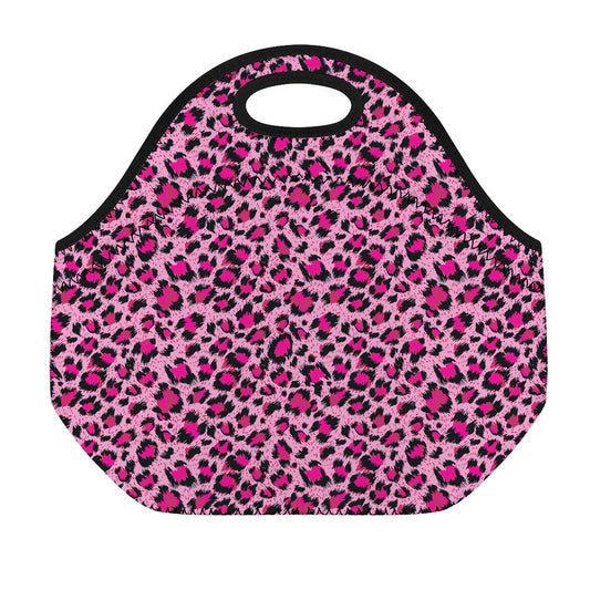 Pink Leopard Print Neoprene Lunch Bag