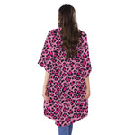 Pink Leopard Print Open Front Beach Cover Up
