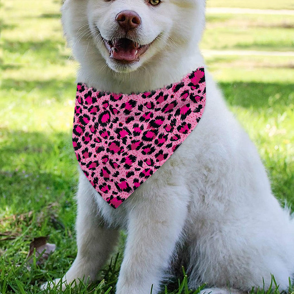 Pink Leopard Print Over The Collar Dog Bandana