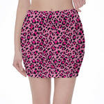 Pink Leopard Print Pencil Mini Skirt