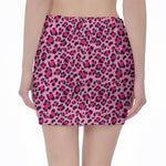 Pink Leopard Print Pencil Mini Skirt