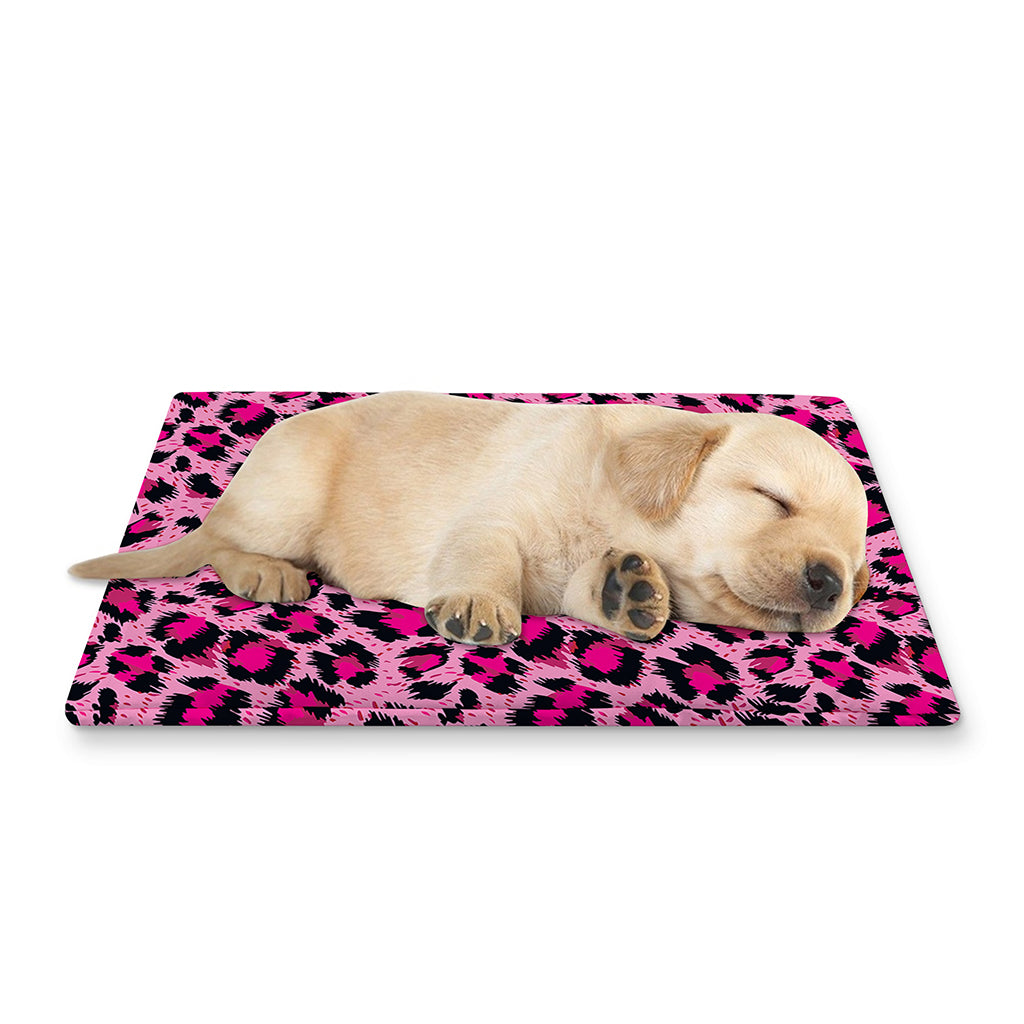 Pink Leopard Print Pet Cooling Mat Cover