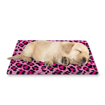Pink Leopard Print Pet Cooling Mat Cover