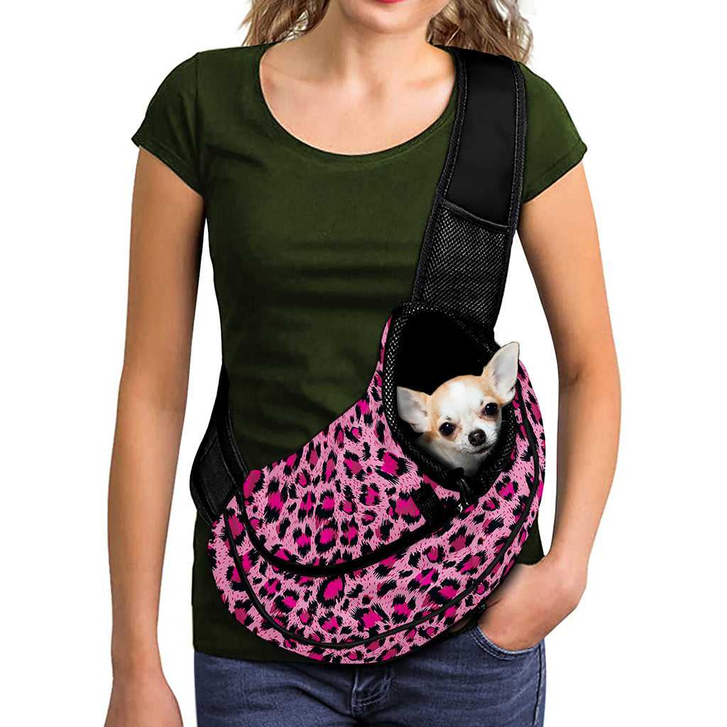 Pink Leopard Print Pet Sling Carrier