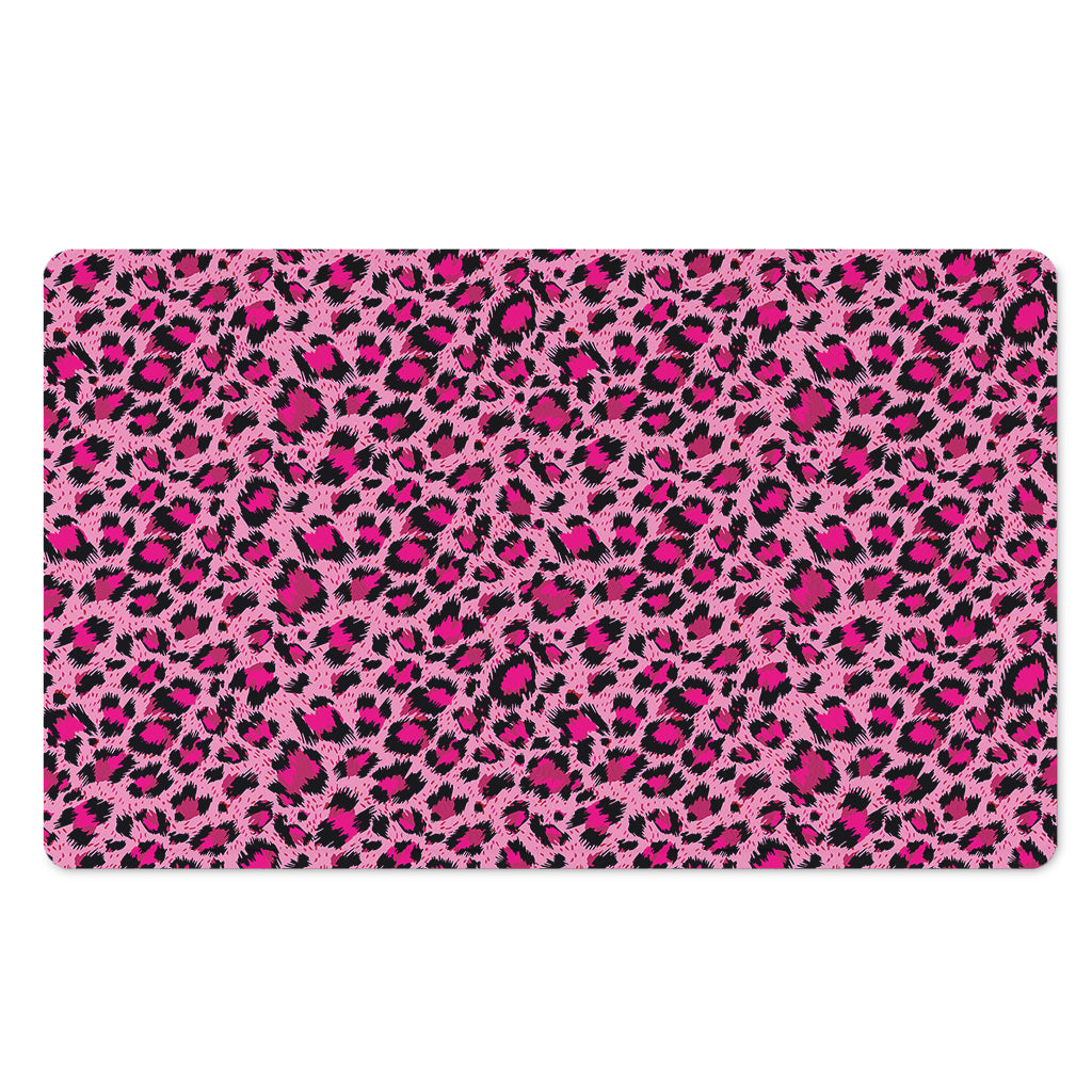 Pink Leopard Print Polyester Doormat