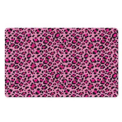 Pink Leopard Print Polyester Doormat