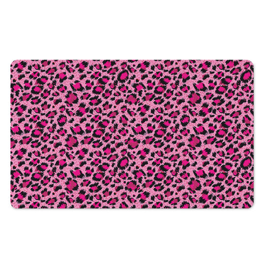 Pink Leopard Print Polyester Doormat
