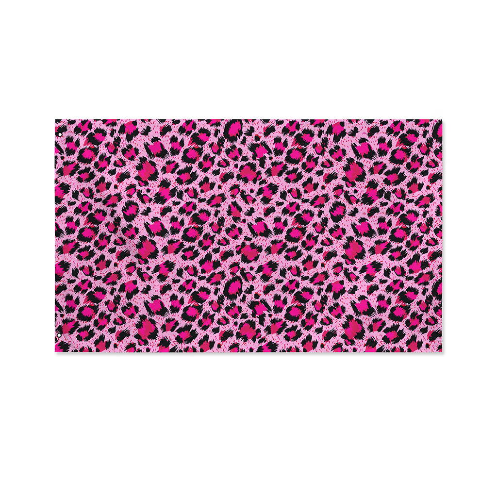 Pink Leopard Print Polyester Flag