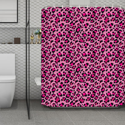 Pink Leopard Print Polyester Shower Curtain