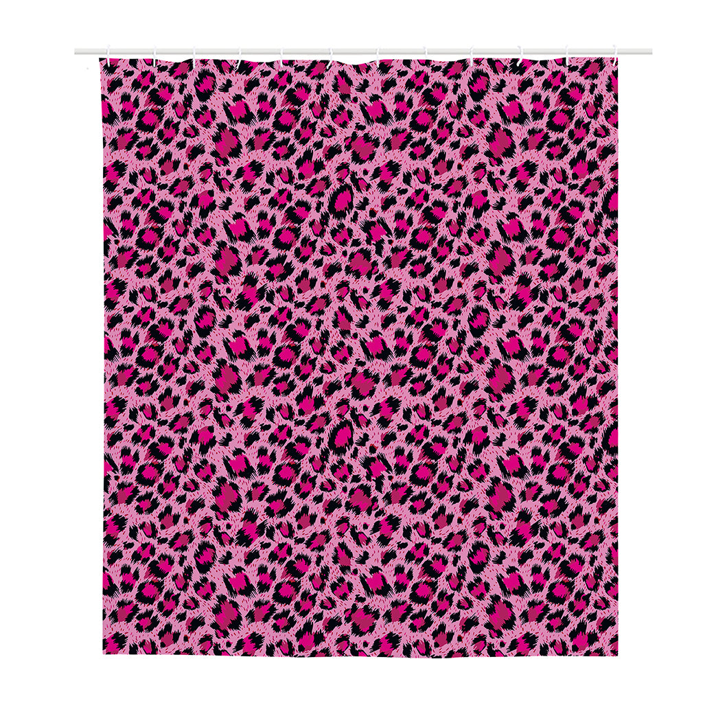 Pink Leopard Print Polyester Shower Curtain