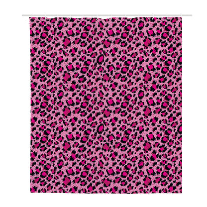 Pink Leopard Print Polyester Shower Curtain