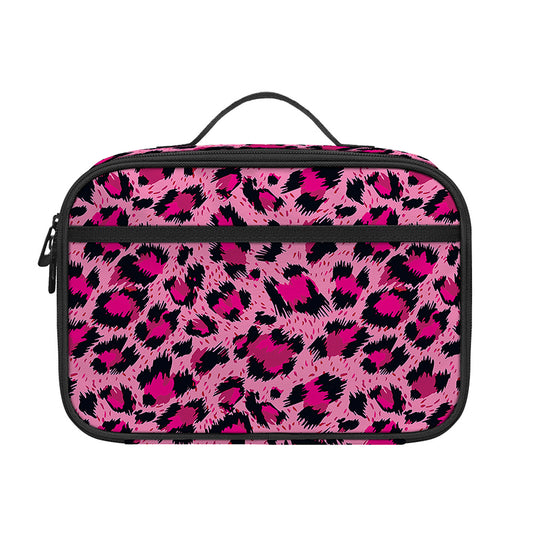 Pink Leopard Print Portable Lunch Bag