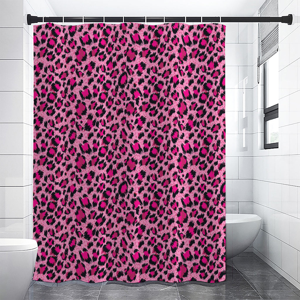 Pink Leopard Print Premium Shower Curtain