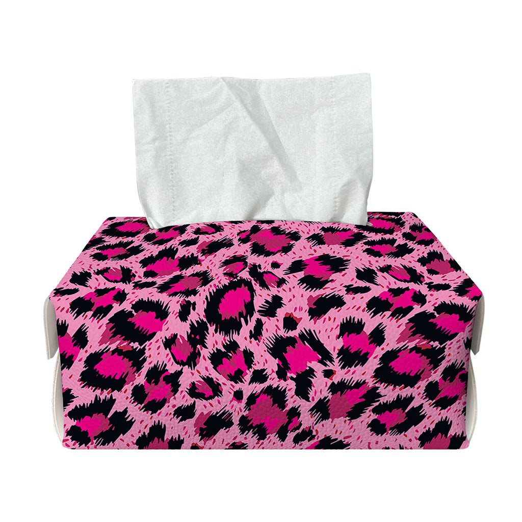 Pink Leopard Print Rectangle Tissue Box Cover