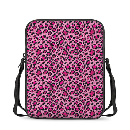 Pink Leopard Print Rectangular Crossbody Bag