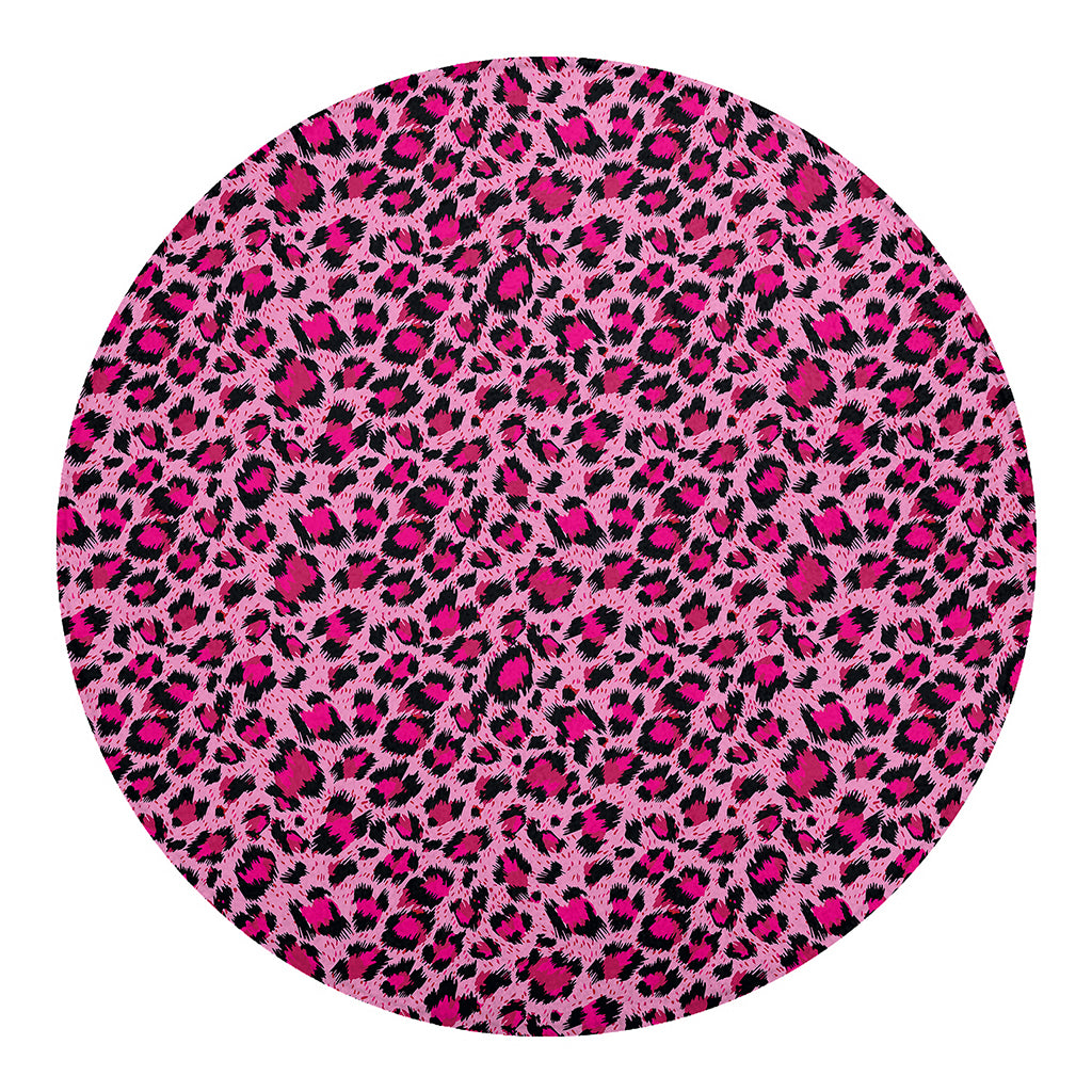 Pink Leopard Print Round Blanket