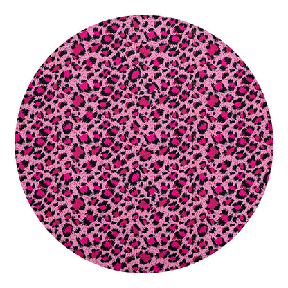 Pink Leopard Print Round Blanket