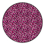 Pink Leopard Print Round Floor Mat