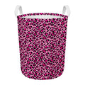 Pink Leopard Print Round Laundry Basket