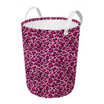 Pink Leopard Print Round Laundry Basket